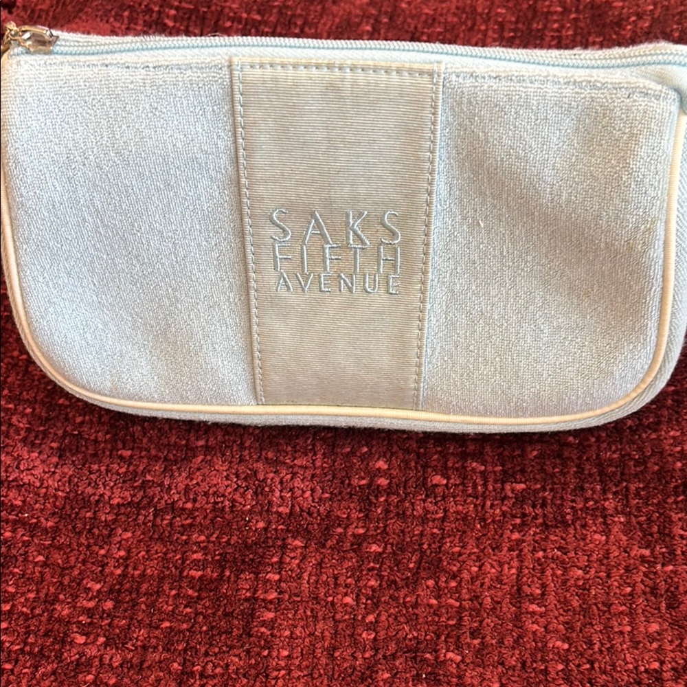 Saks Fifth Avenue Beige Cosmetic Bag